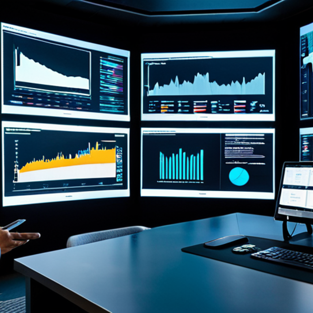 A professional, diverse team of media strategists, fully clothed in modern business attire, collaborating intently in a sleek, high-tech control room. They are surrounded by large, interactive screens displaying complex data visualizations, real-time analytics dashboards, and AI-powered content insights. One person points to a holographic projection showing audience engagement patterns, while others review performance metrics on their tablets and touchscreens. The scene embodies innovation and data-driven decision-making, with perfect anatomy, correct proportions, natural poses, well-formed hands, proper finger count, and natural body proportions. Professional photography, cinematic lighting, high-resolution, sharp focus, vibrant colors, safe for work, appropriate content, fully clothed, professional, modest.